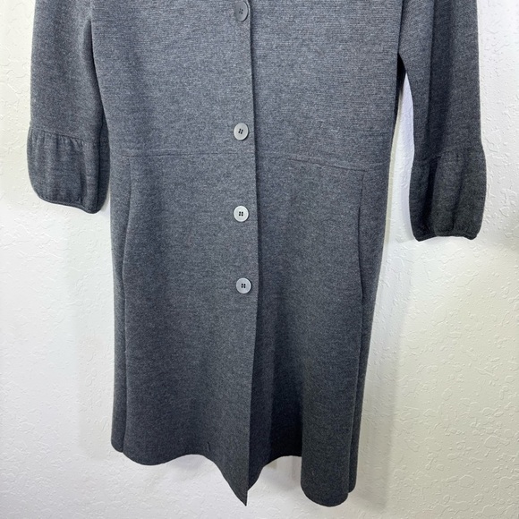 Eileen Fisher collared button down bell sleeve Elegant Gray wool Women's‎ Coat - Picture 12 of 12